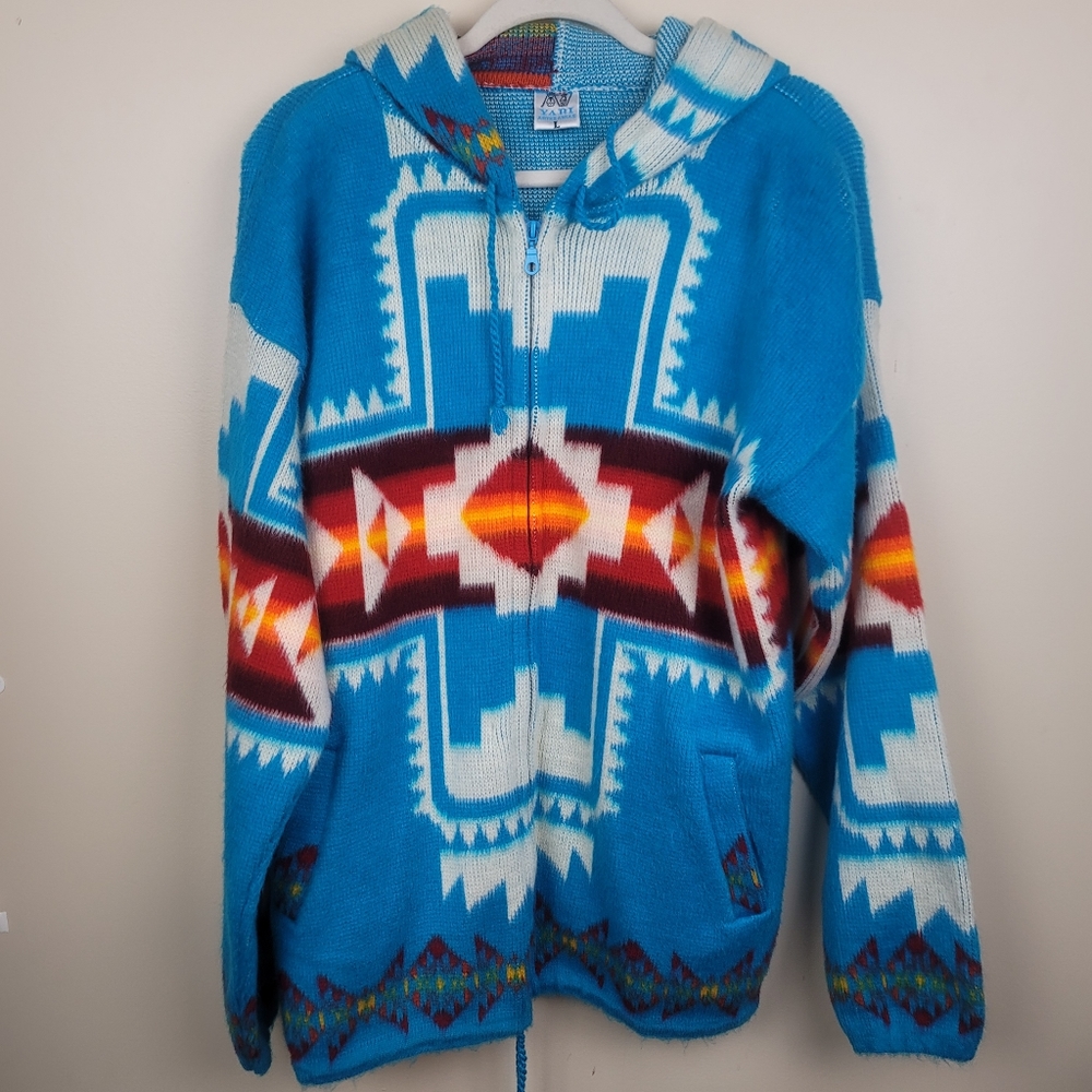 Yari Artesanias Wool Zipper Jacket size L